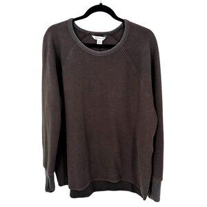 Athleta Womens Brown Waffle Texture Long Sleeve Pullover Tunic Sweatshirt L